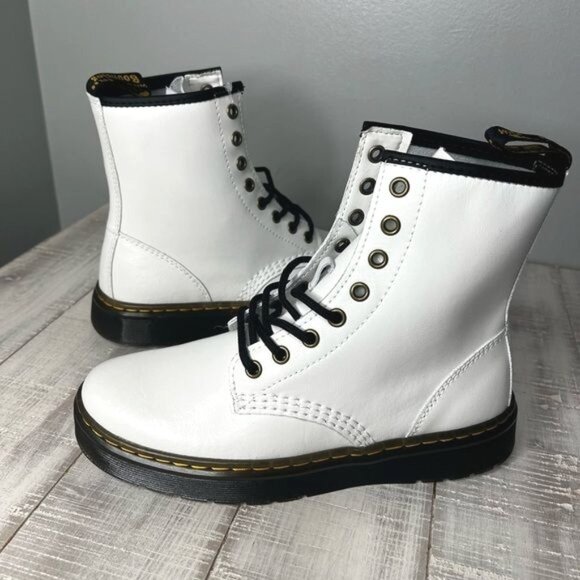 Dr. Martens Zavala Womens White Leather Combat Boots Size 7 US / 6 UK - Picture 5 of 12